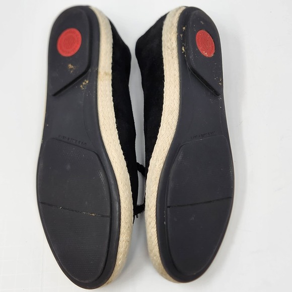 FitFlop Womens Fia Black Suede Lace Up Ballet Flats Size 7.5 Espadrille Comfort - Picture 9 of 9